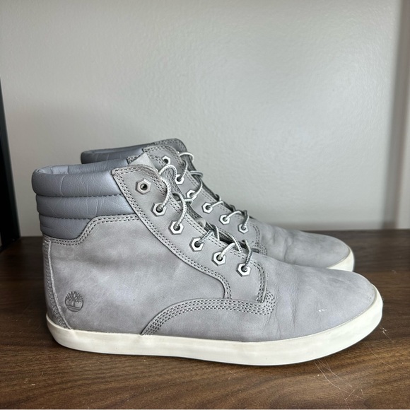 Timberland Dausette Gray Leather High Top Sneaker Boots Sz 9.5 Womens - Picture 1 of 8